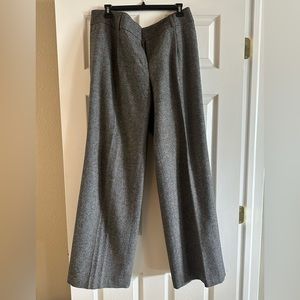 Tweed pleated front wide leg trouser